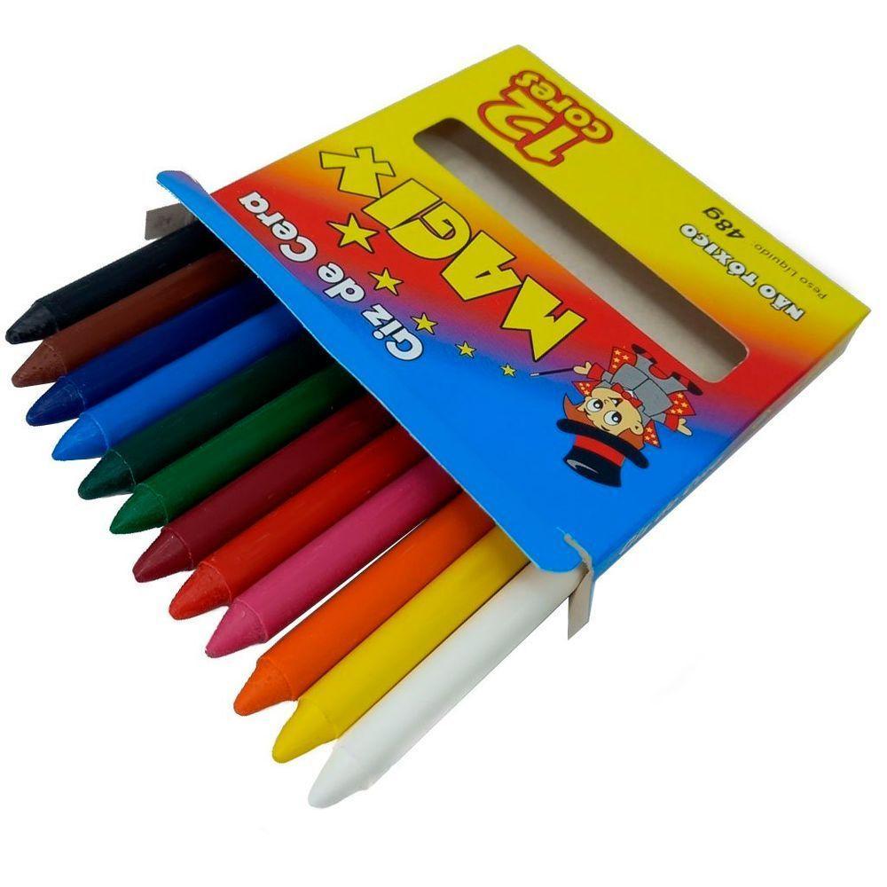 Conjunto 12 Giz De Cera 12 Cores Magix Kids Infantil - 1