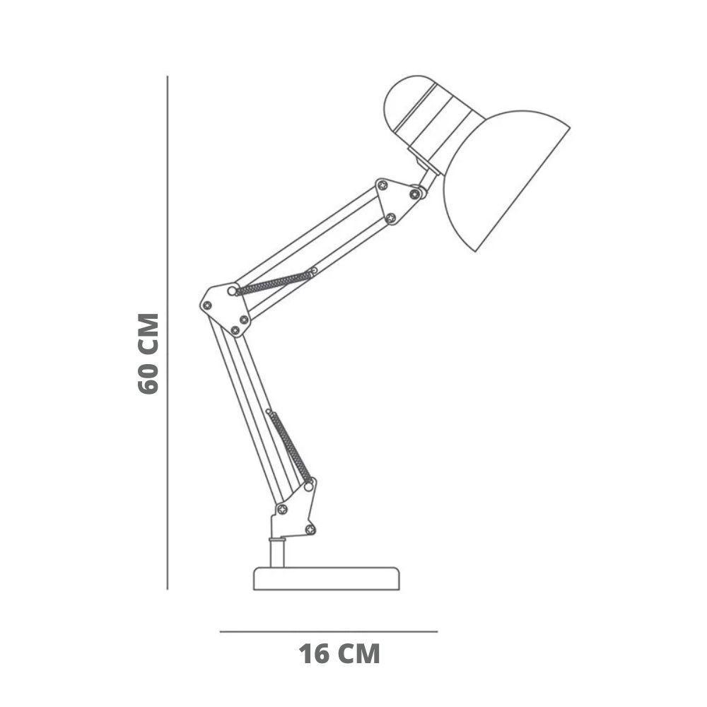 Luminária De Mesa Bravalumi Pixar Stylish Articulável E27 Bivolt Preto - 3