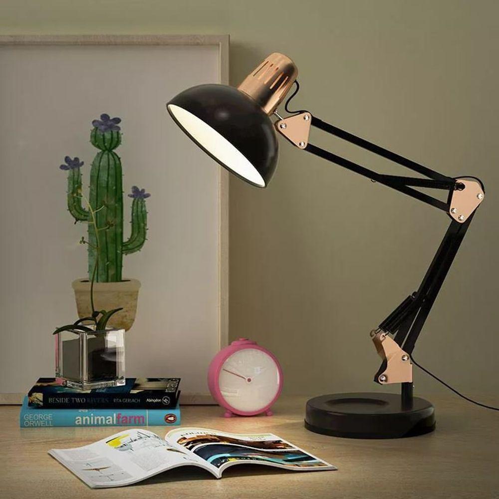 Luminária De Mesa Bravalumi Pixar Stylish Articulável E27 Bivolt Preto - 6