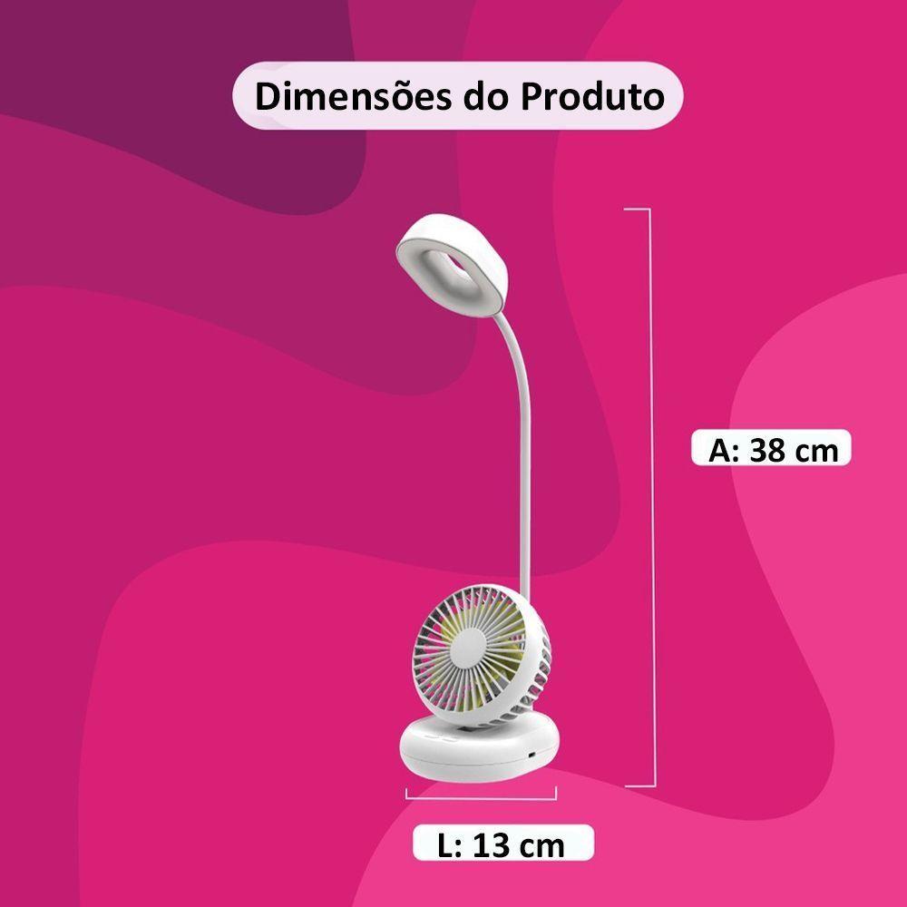Luminaria Ventilador Flexivel 2 Em 1 Led Abajur Mesa Sem Fio - 2