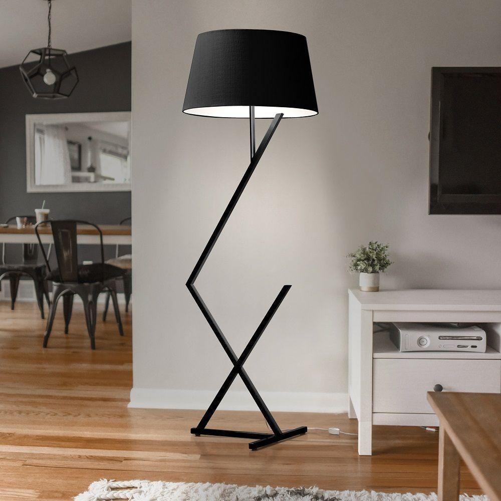 Luminária De Chão Roma Cúpula Cone E Pés De Ferro Luxo Preto/Preto - 1