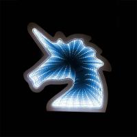 Luminaria 3d Infinito Espelho Led Unicornio Luz Azul - 4