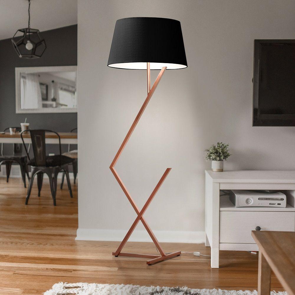 Luminária De Chão Roma Cúpula Cone E Pés De Ferro Luxo Cobre/Preto - 1