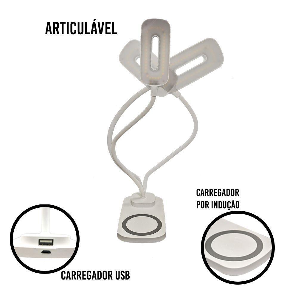 Luminaria De Mesa Led Articulavel 3 Cores Carregamento - 4