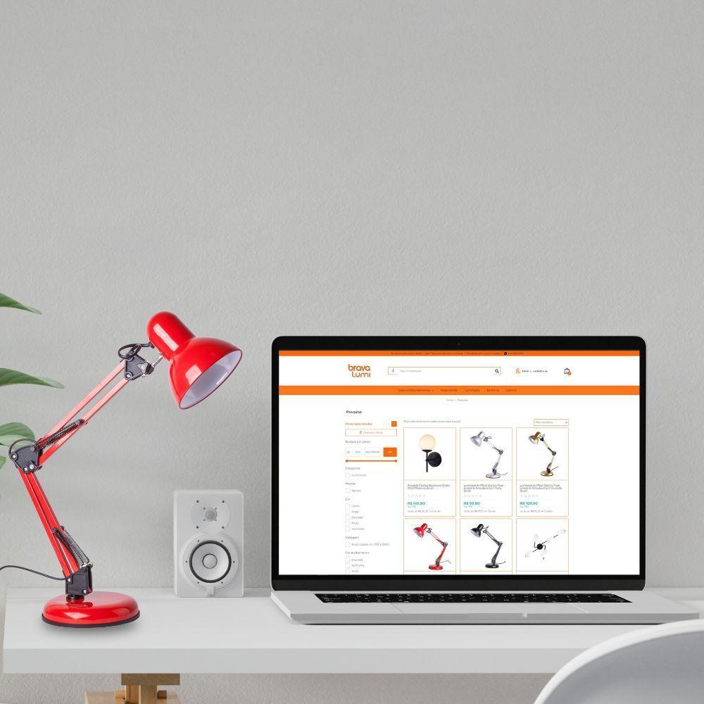 Luminária De Mesa Startec Pixar Empire B Articulável E27 Vermelha Bivolt - 4