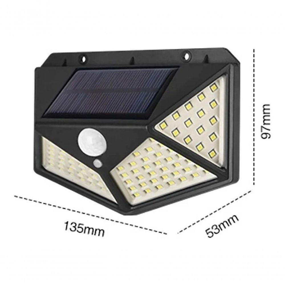 Luminária Energia Solar Parede 100 Led Sensor Presença - 3