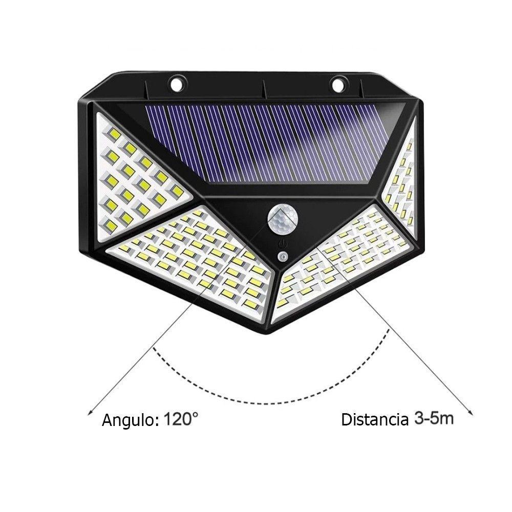Luminária Energia Solar Parede 100 Led Sensor Presença - 8