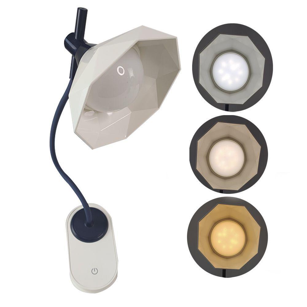 Luminaria De Mesa C/Garra Flexivel Touch Led 3 Cores - 4