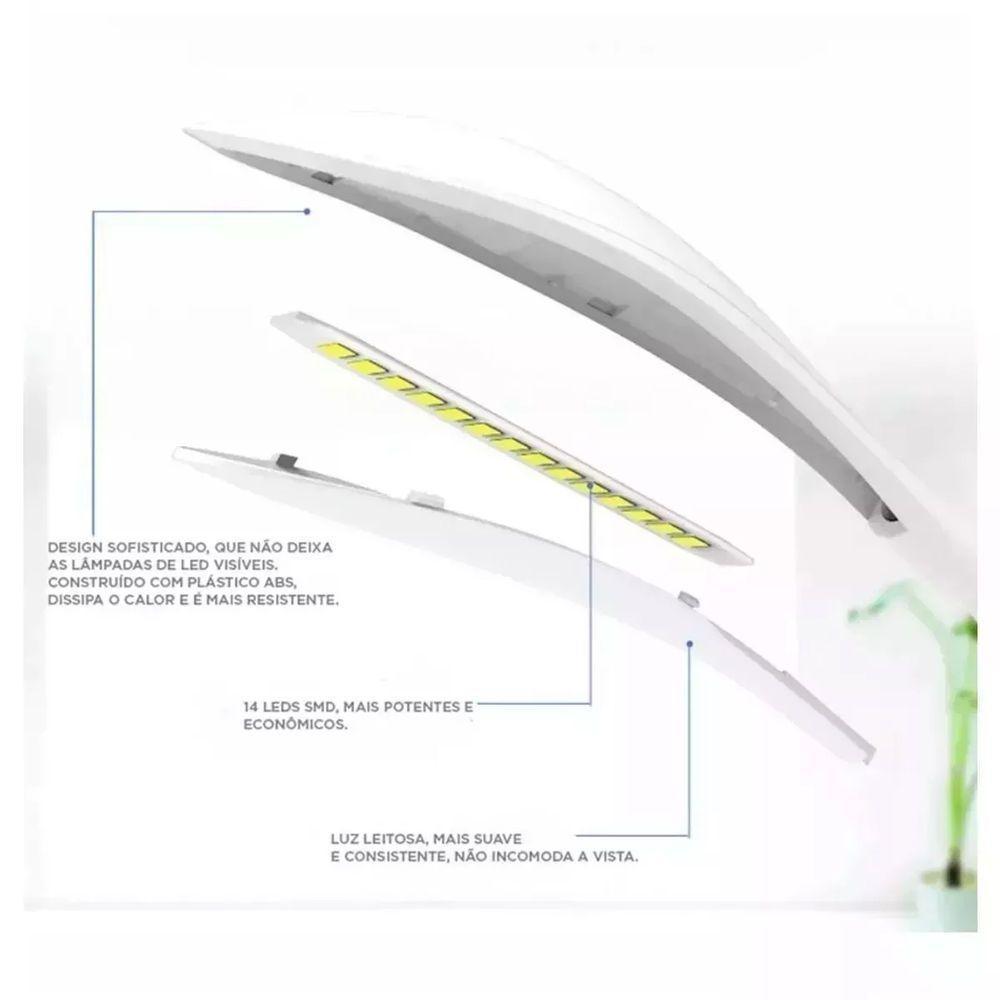 Luminária De Mesa Sem Fio Touch Screen 18 Leds Com Garra - 3