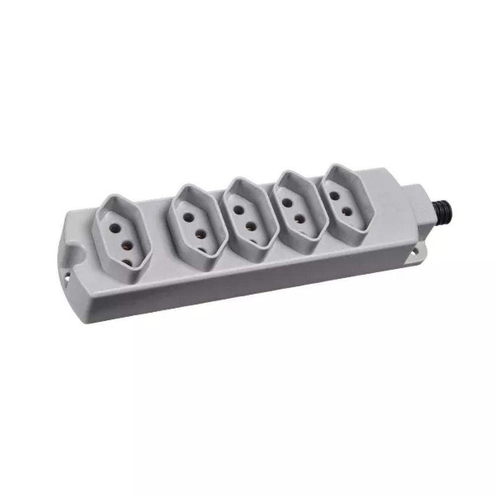 Régua Tomada 5 Postos 2p+t 20a Cinza Claro Margirius - 1