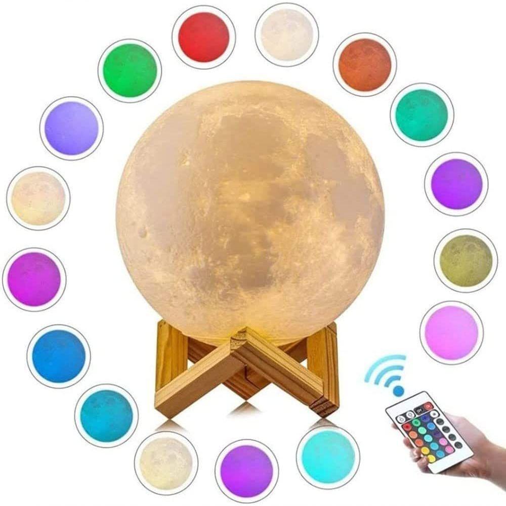 Luminaria 3d Touch Lua Cheia Abajur Led Decoracao Usb Rgb C/ Controle - 3