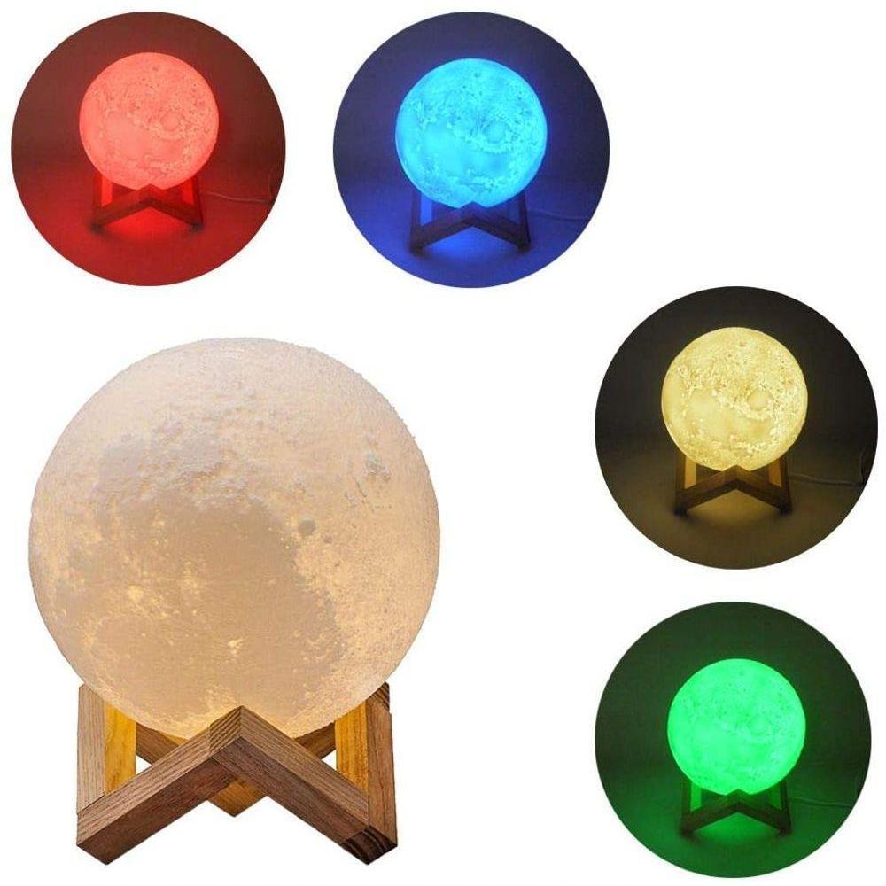 Luminaria 3d Touch Lua Cheia Abajur Led Decoracao Usb Rgb C/ Controle - 8