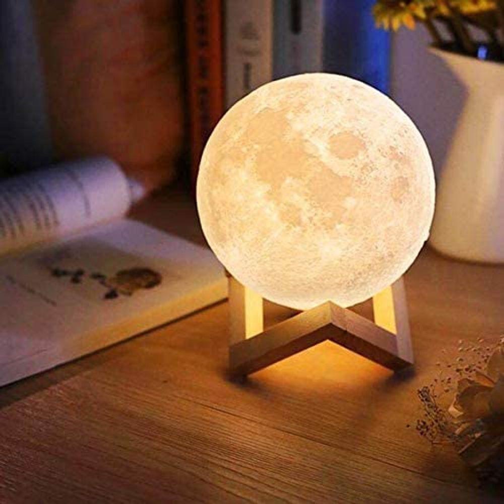 Luminaria 3d Touch Lua Cheia Abajur Led Decoracao Usb Rgb C/ Controle - 9