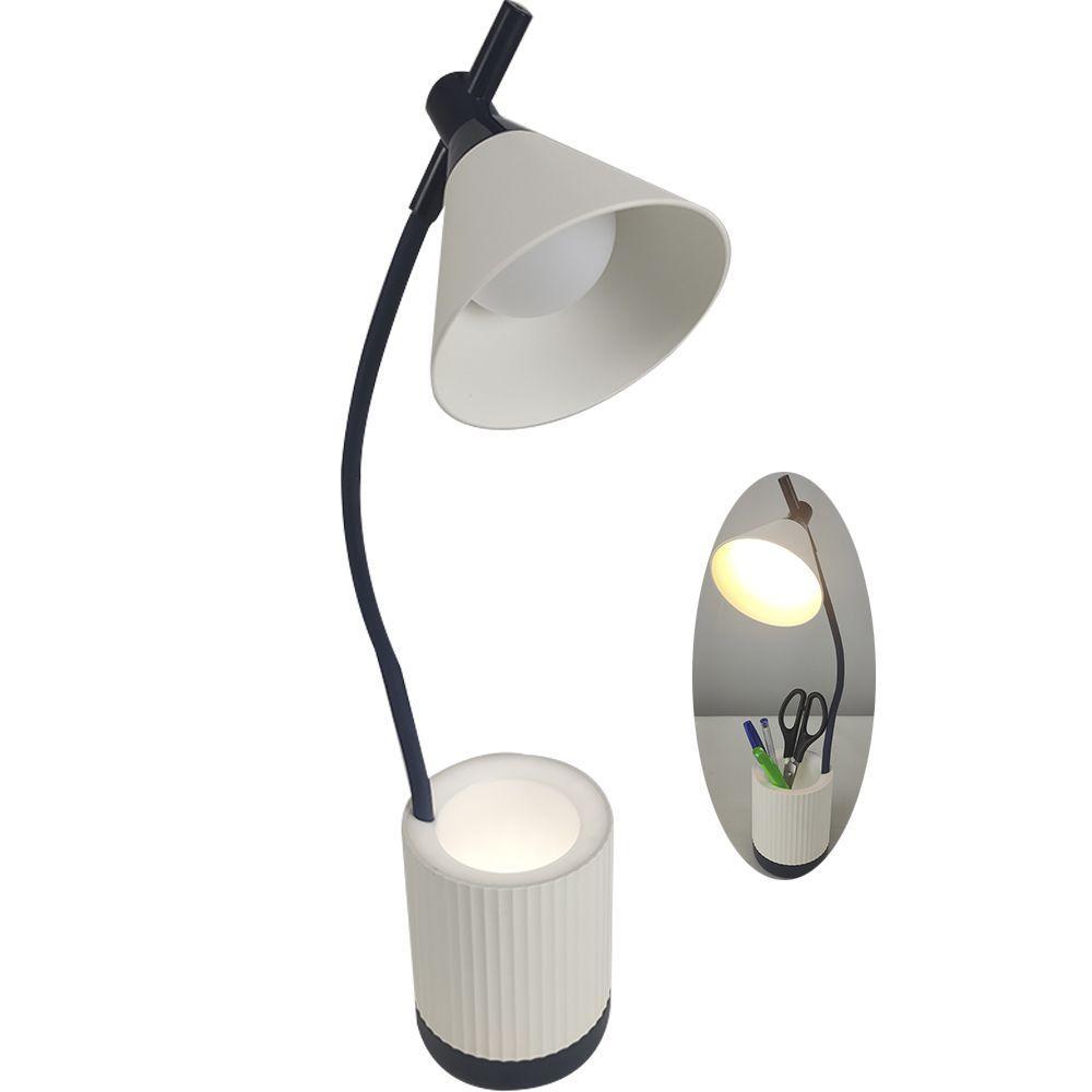 Luminaria De Mesa Led Porta Objetos Articulada 3 Cores - 1