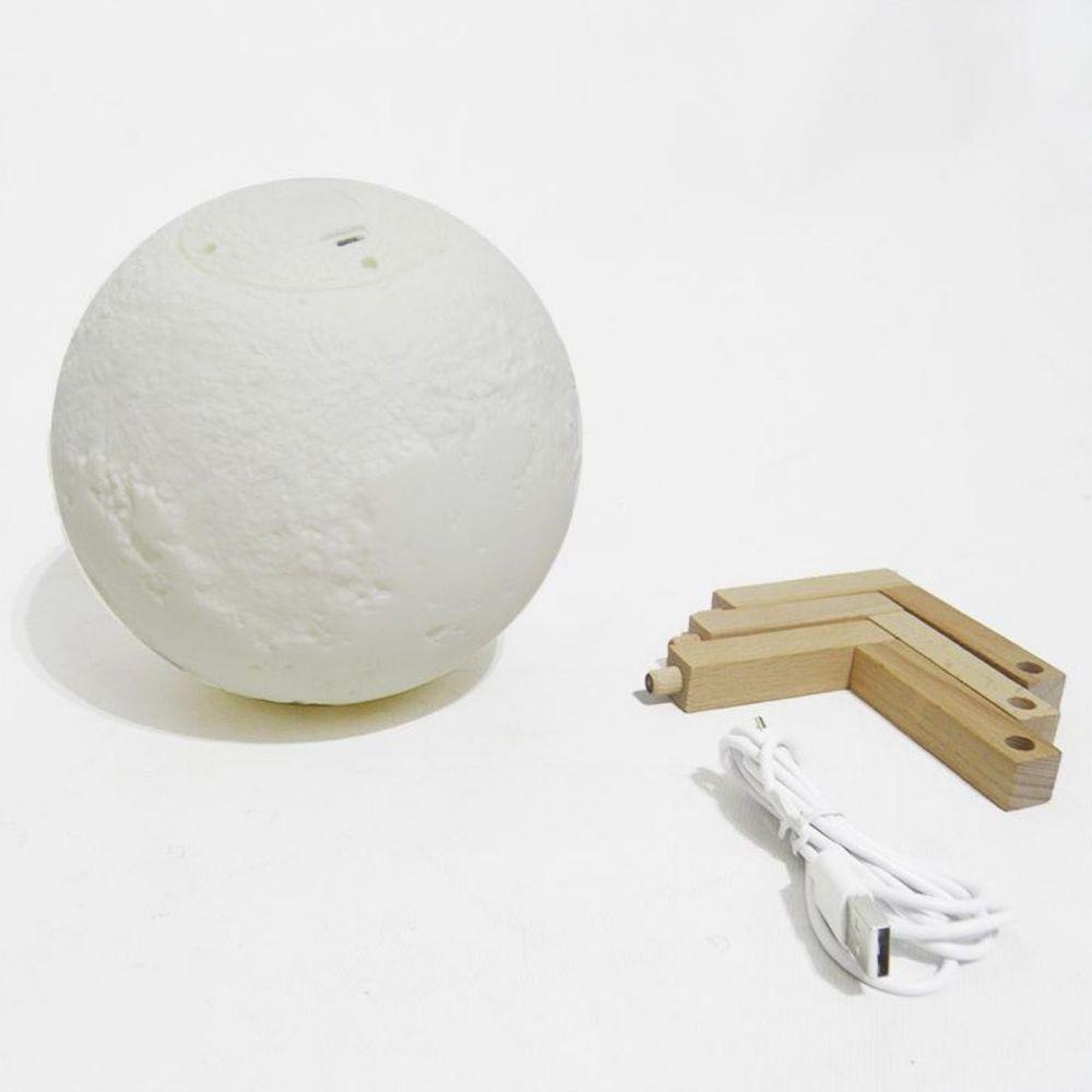 Luminária Lua 3d Muda Cor Suporte Madeira C/ Controle Remoto Lua C/ Controle - 3