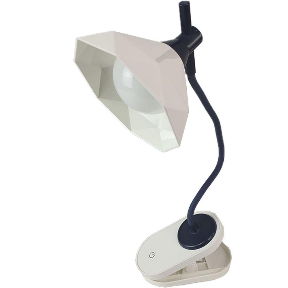 Luminaria De Mesa Com Garra Articulavel Diamante Led 3 Cores - 1