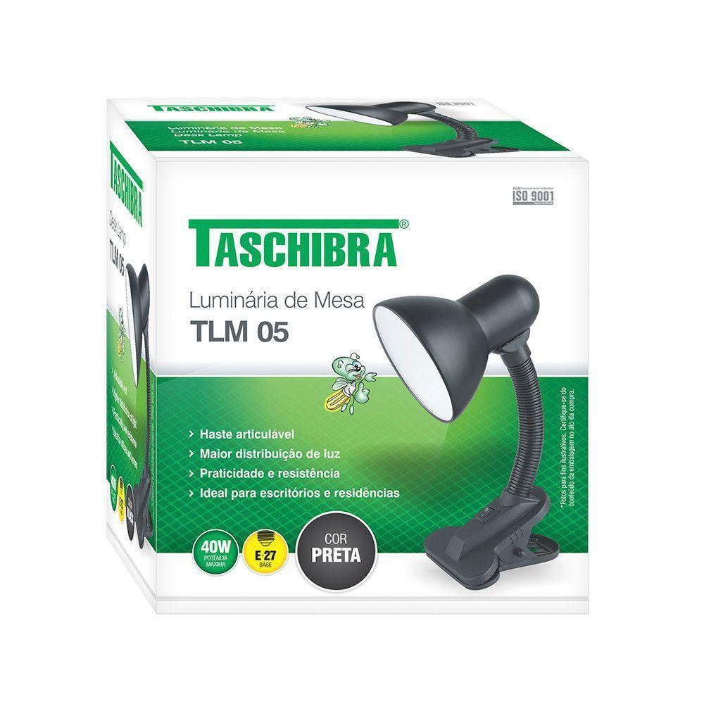Luminária De Mesa Taschibra Tlm 05 E27 Bivolt Preto - 1