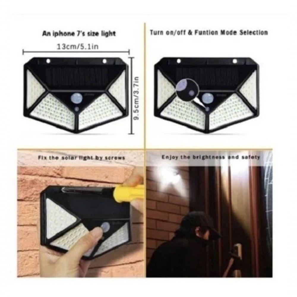 Luminária Solar Parede 100 Led Sensor Presença Com 3 Funções - 2