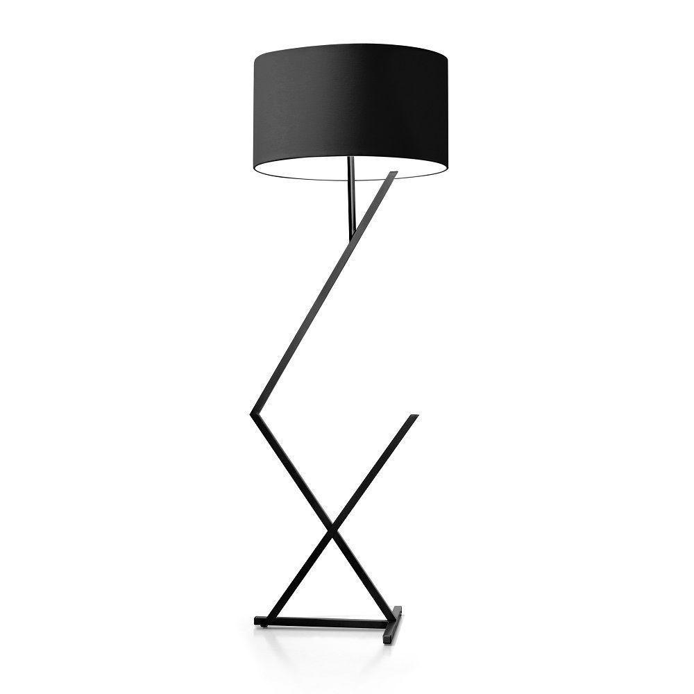 Luminária Abajur De Chão Bali Cúpula Cilíndrica Pedestal Piso Cor:preto/preto - 3