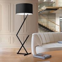 Luminária Abajur De Chão Bali Cúpula Cilíndrica Pedestal Piso Cor:preto/preto - 1