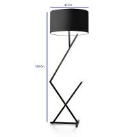 Luminária Abajur De Chão Bali Cúpula Cilíndrica Pedestal Piso Cor:preto/preto - 2