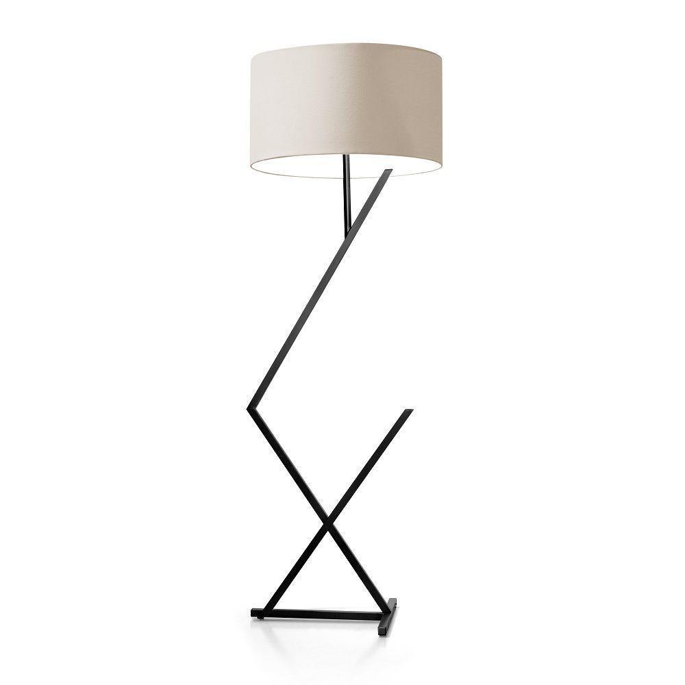 Luminária Abajur De Chão Bali Cúpula Palha E Pé De Aço Preto - 2