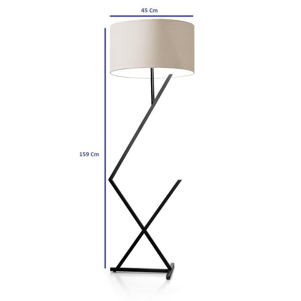 Luminária Abajur De Chão Bali Cúpula Palha E Pé De Aço Preto - 3