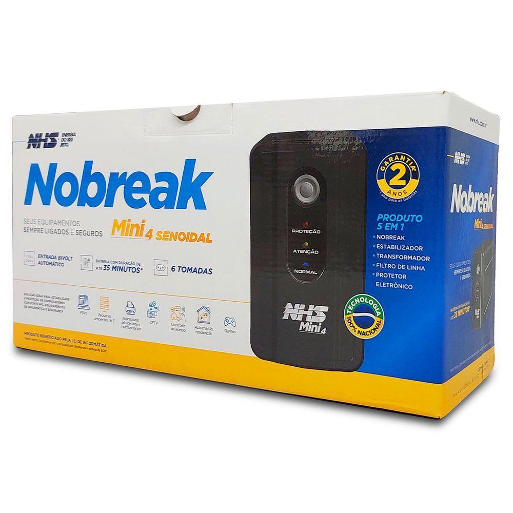 Nobreak 600va Nhs Mini 4 Senoidal, Entrada Bivolt, S/120v, Bat. 1x 7ah/12v - 91.a1.006000 - 2