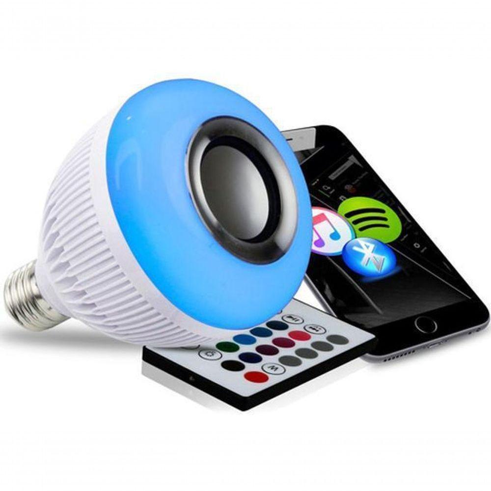 Lâmpada Bluetooth Com Led Rgb Música 12W + Controle Remoto - 1