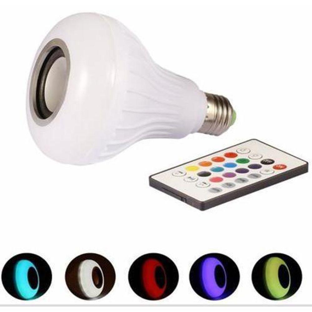 Lâmpada Led Caixa De Som Bluetooth Musical Com Controle Rgb - 2