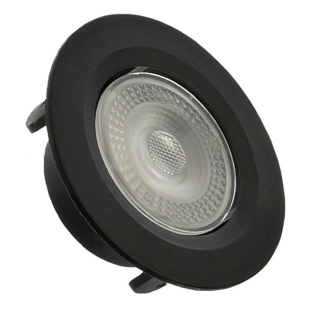 Kit 3 Spot Led 5w Redondo Embutir Branco Frio 9x9cm Preto - 2