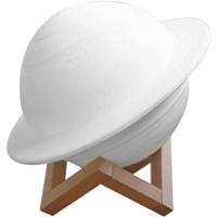 Luminaria Lua Cheia, Luz Noturna De Saturno + Suporte De Madeira, 3d Touch Abajur - 1