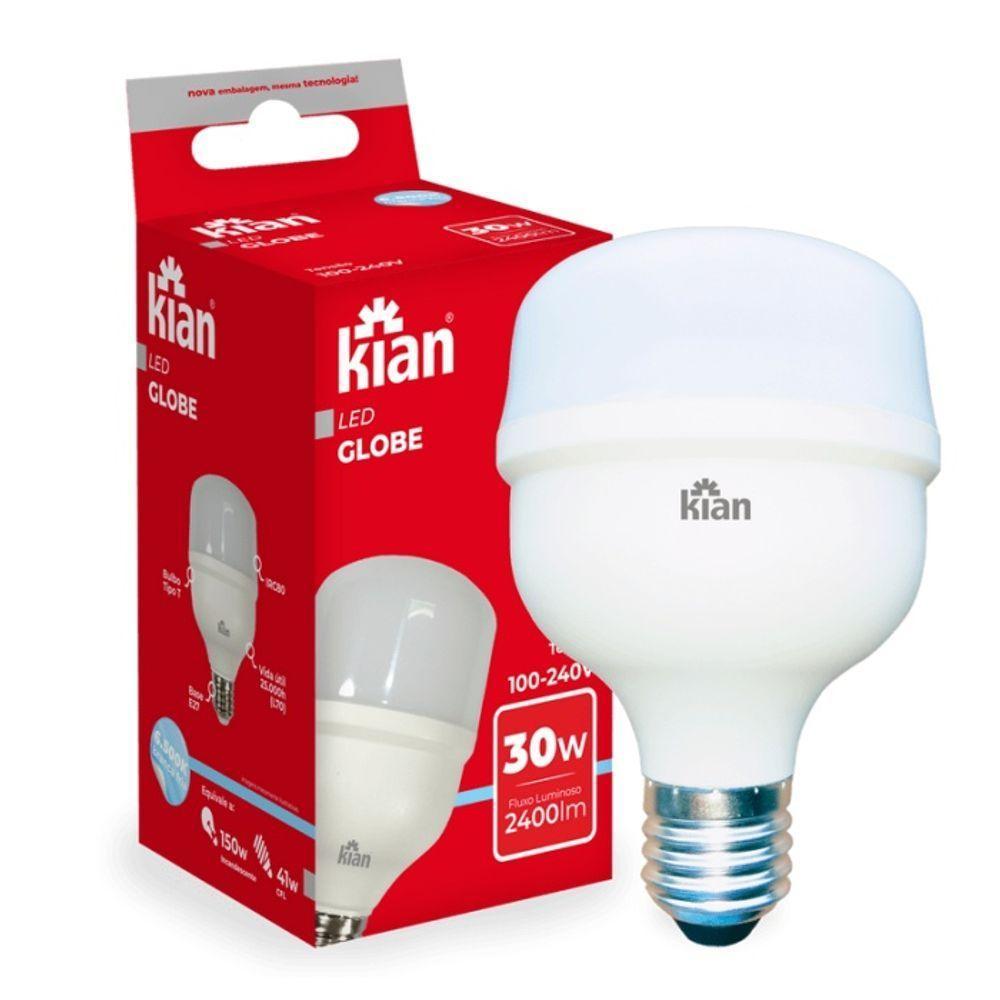 Kit 5 Lâmpadas Led Globe 30w Branca Fria E27 Bivolt - 6