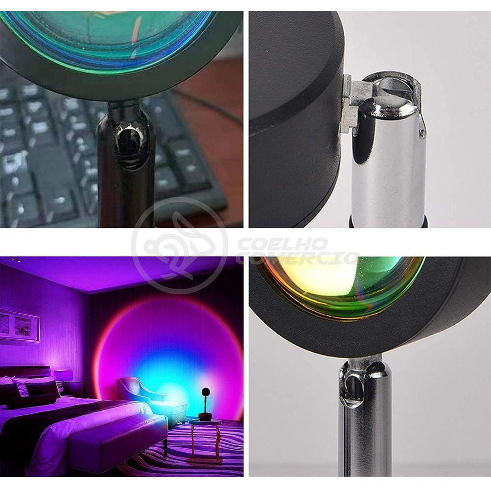 Mini Ring Light Sunset Projetor Lâmpada Usb Arco Íris - 10