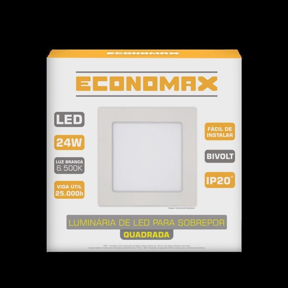 Kit 8 Painéis Led Sobrepor 24w Quadrado Branca Frio Bivolt - 5