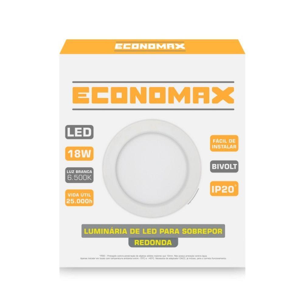 Kit 8 Painéis De Led Sobrepor 18w Redondo Branco Frio Biv - 8