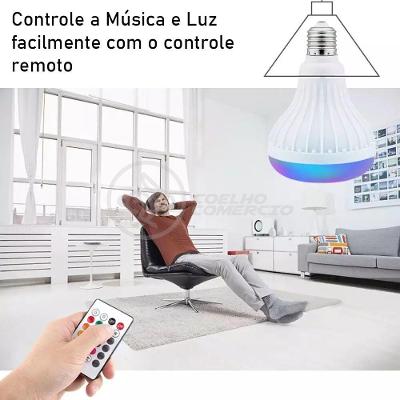 Lâmpada Led 12W E27 Rgb Colorida Com Caixa De Som Bluetooth
