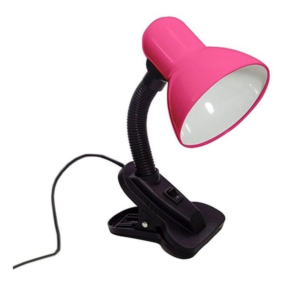 Luminaria com Garra de Mesa Presilha Articulavel Rosa - 10
