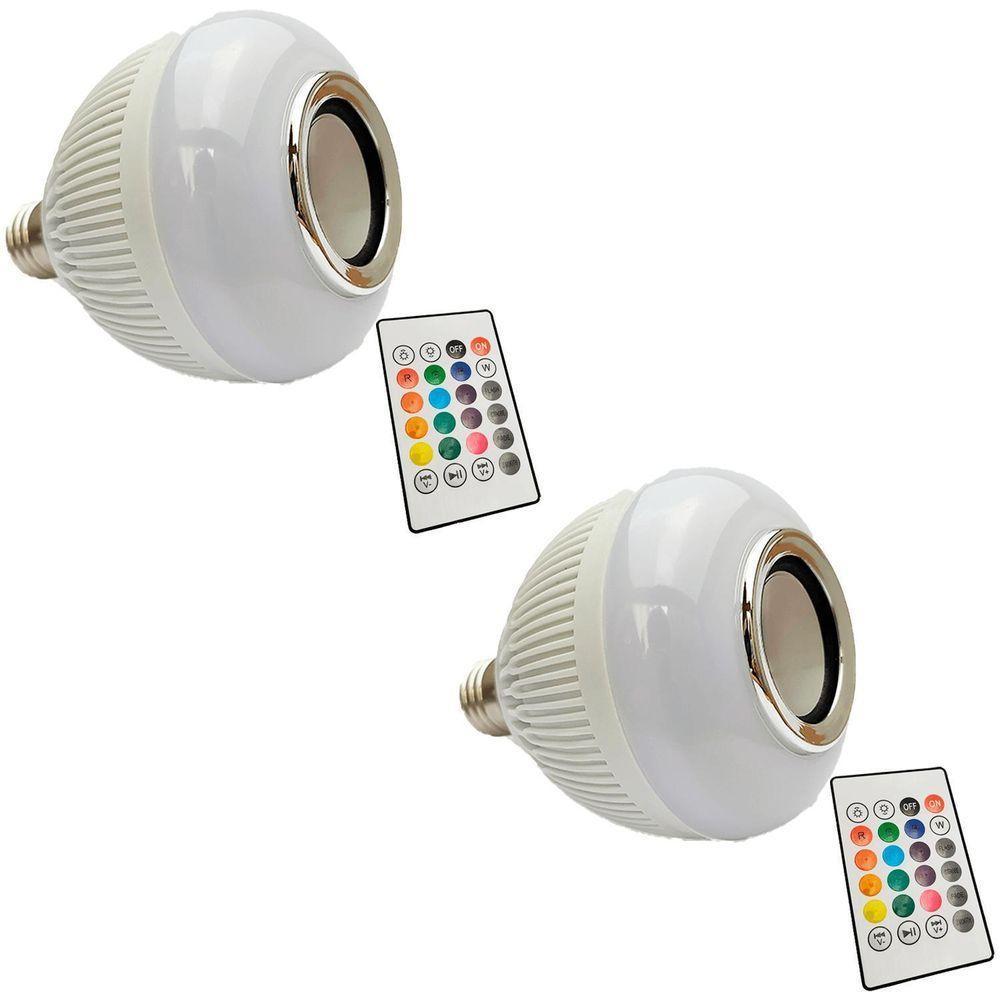 Kit C/2 Lâmpada Caixa De Som Bluetooth Rgb Recarregável - 1