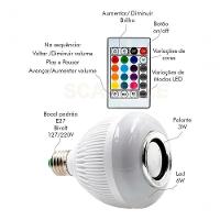 Lâmpada Bluetooth Com Led Rgb Música 12W + Controle Remoto