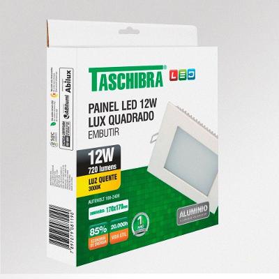 Painel De Led Quadrado Embutir 12w Bivolt Taschibra 3000k Luz Quente