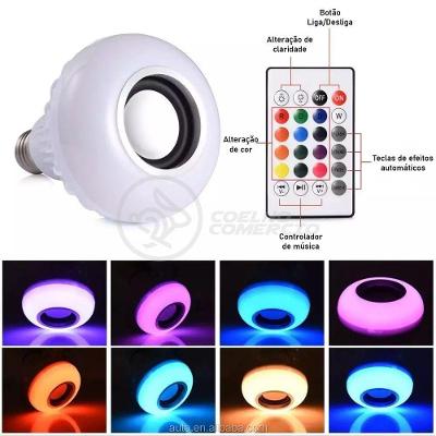 Lâmpada Led 12W E27 Rgb Colorida Com Caixa De Som