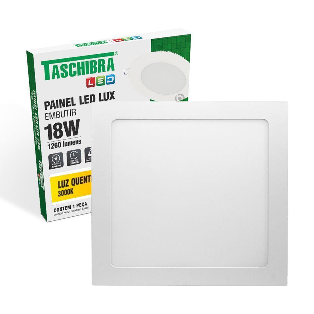 Painel De Led Quadrado Embutir 18w Bivolt Taschibra 3000k Luz Quente - 1