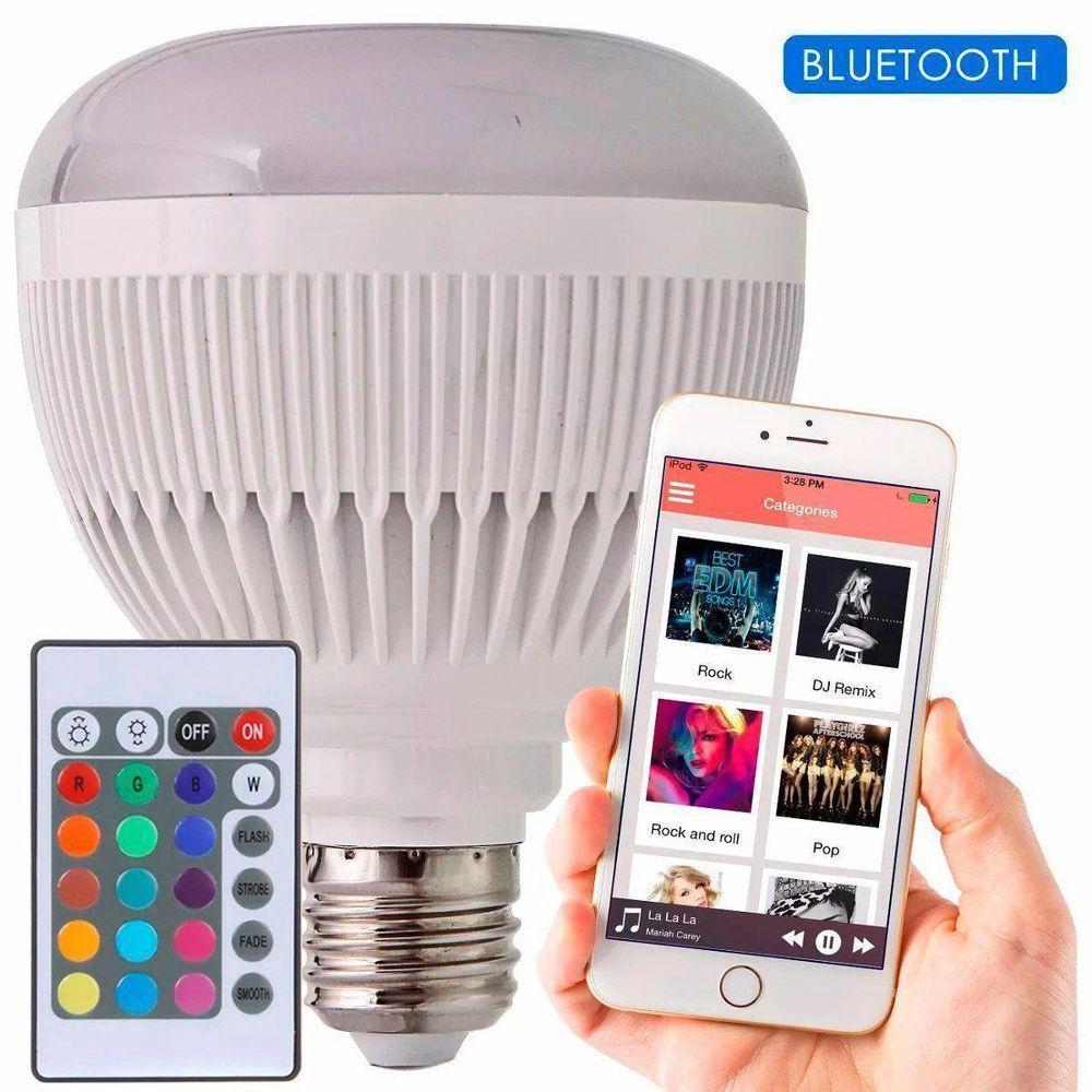 Lampada Luz Led Rgb Bluetooth Caixa Som Controle Remoto - 4
