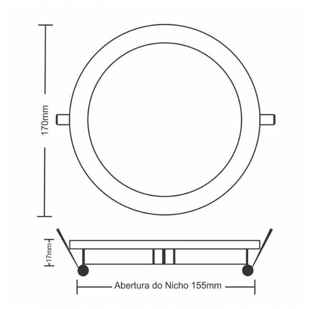 Painel De Led Redondo Embutir 12w Bivolt Taschibra 4000k Luz Neutra - 2