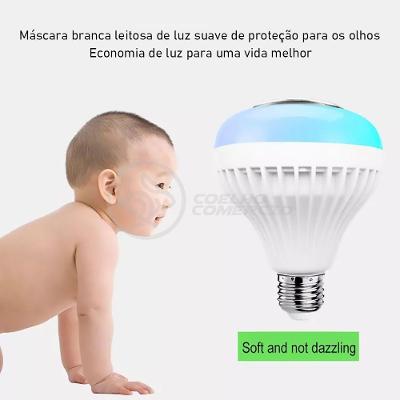 Lâmpada Led 12W E27 Rgb Colorida Com Caixa De Som