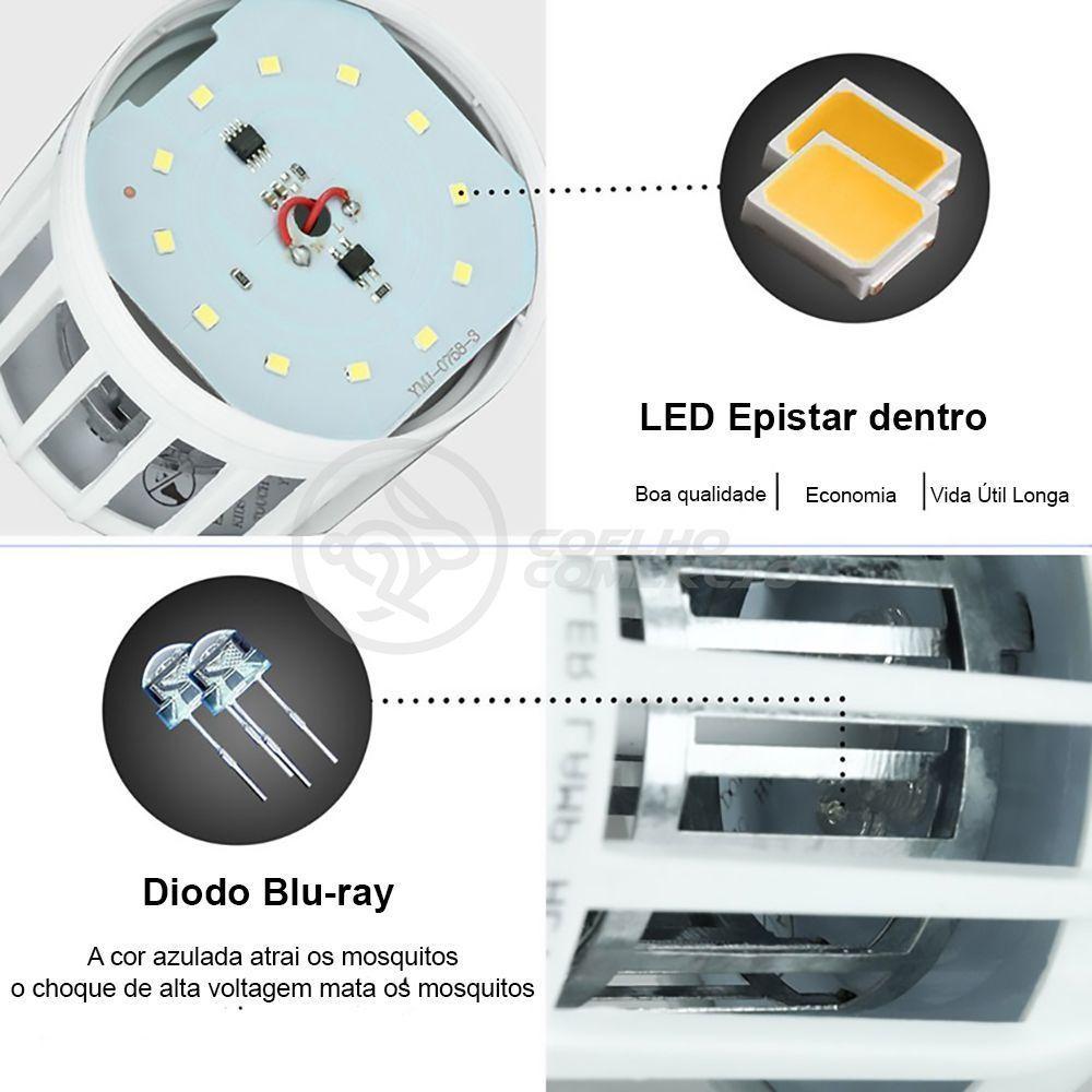 Lâmpada Luz Led Branco 15w Atrai Choque Mosquito - 7