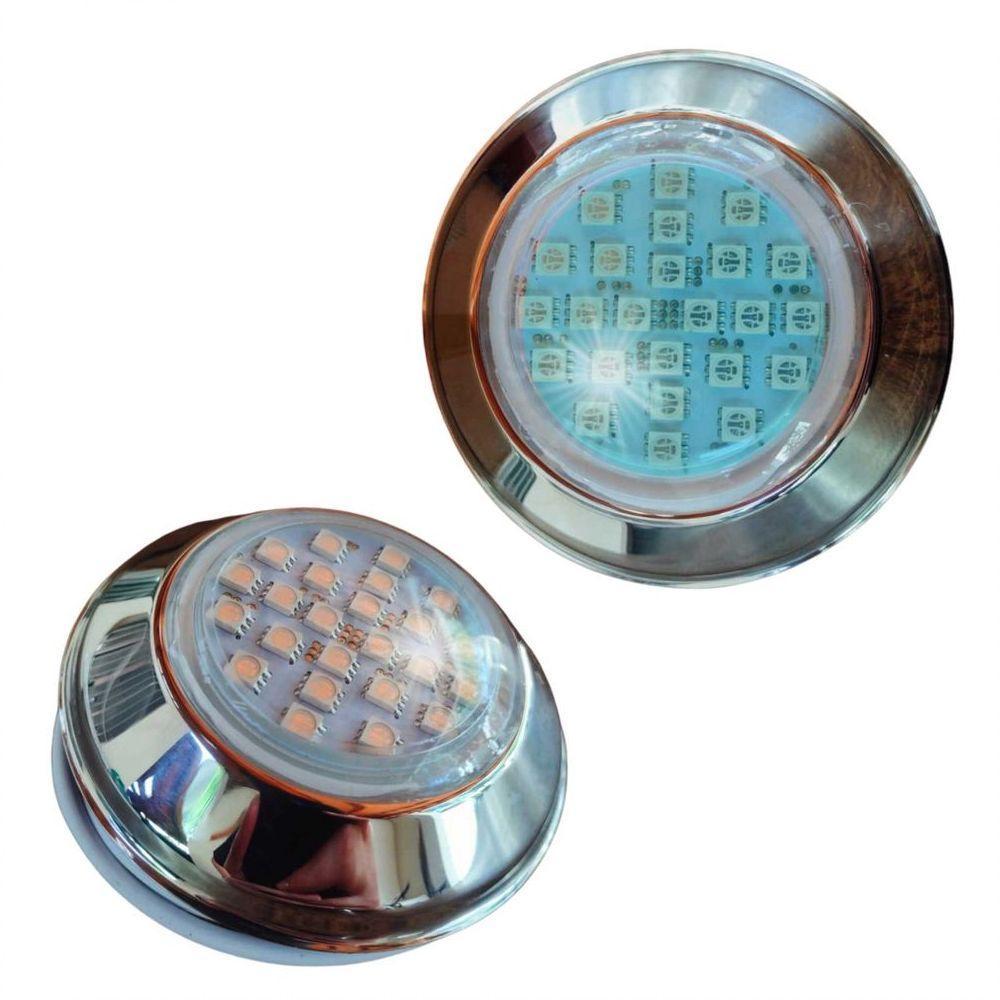Refletor Power Led 5W Inox Cor Da Luz Azul Iluminação Para Piscina - Brustec - 3