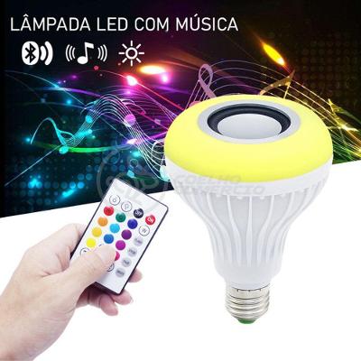 Lâmpada Led 12W E27 Rgb Colorida Com Caixa De Som Bluetooth
