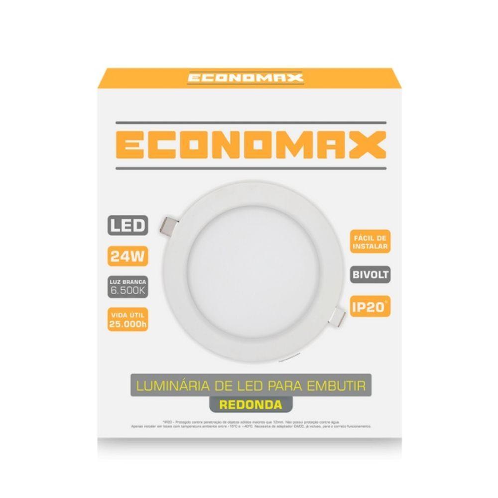 Kit 5 Painéis Led Embutir 24w Redondo Branco Frio Bivolt - 2